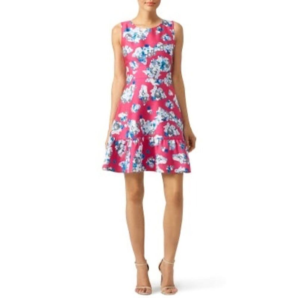DIANE VON FURSTENBERG Pink Floral Sleeveless Crewneck Topanga Mini Dress Size 4